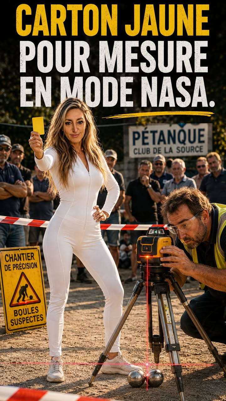 Arbitrage Paquita : Carton jaune pour mesure en mode NASA 🚀 Trépied + laser : trop, c'est trop - photo Facebook PetanqueLand