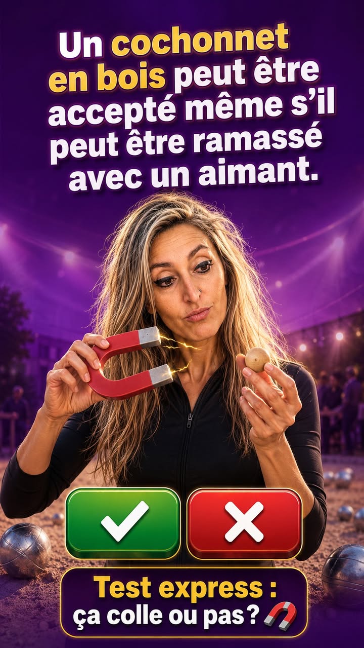 Quiz Paquita : Cochonnet bois accepté même si un aimant le ramasse - photo Facebook PetanqueLand