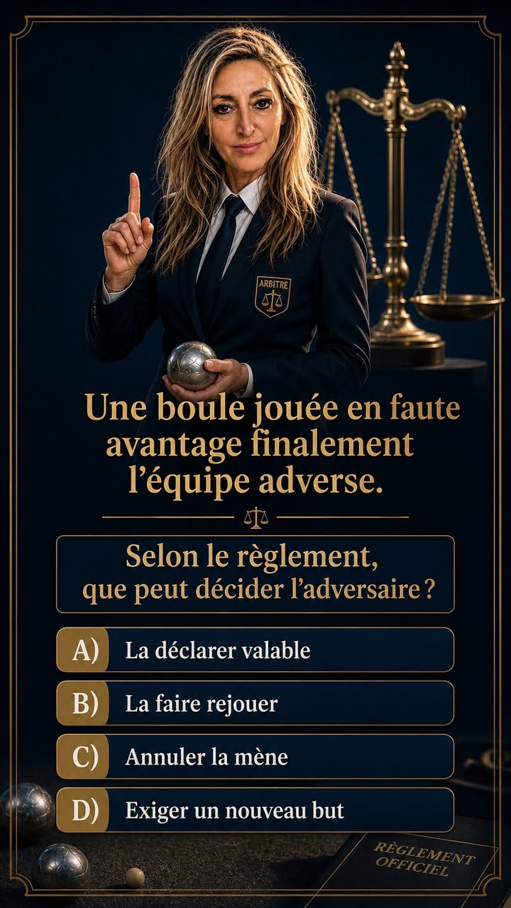 Quiz Paquita : Une boule jouée en faute avantage finalement l'équipe adverse. Selon le règlement, que peut décider l’adversaire